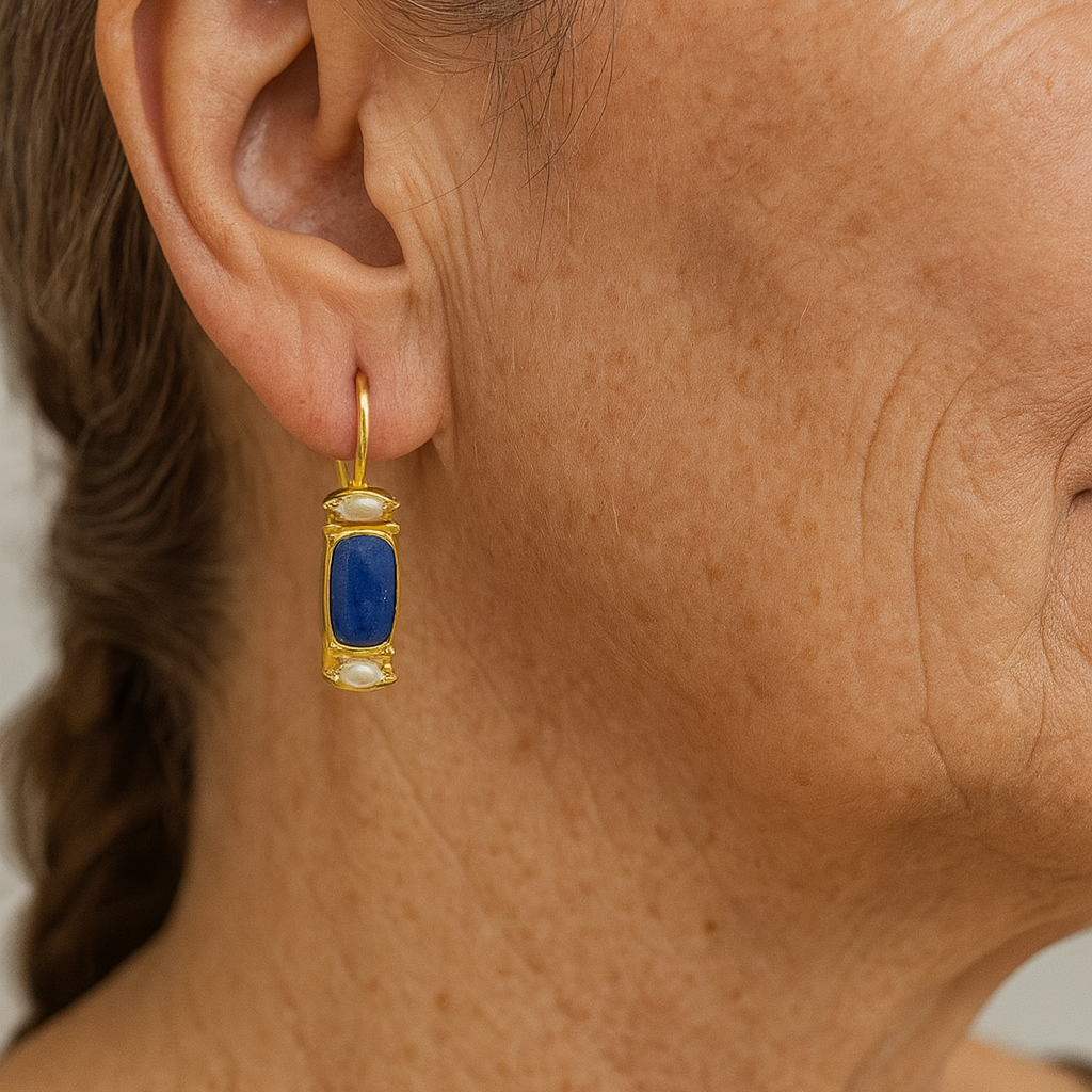 Vintage Earrings in Blue and Gold