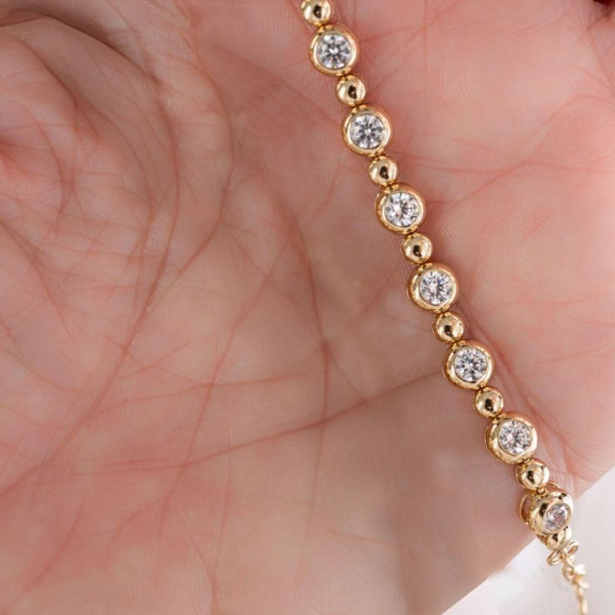 Golden Round Cut White Sapphire Bracelet