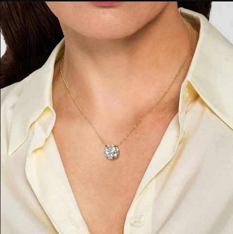 Gold Round Cut White Sapphire Necklace