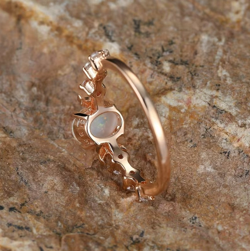 Seren | rainbow opal rose gold ring