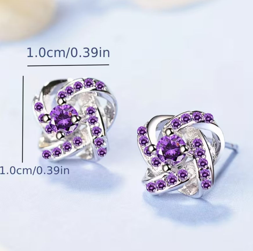 Thalia | Rhinestone clover stud earrings