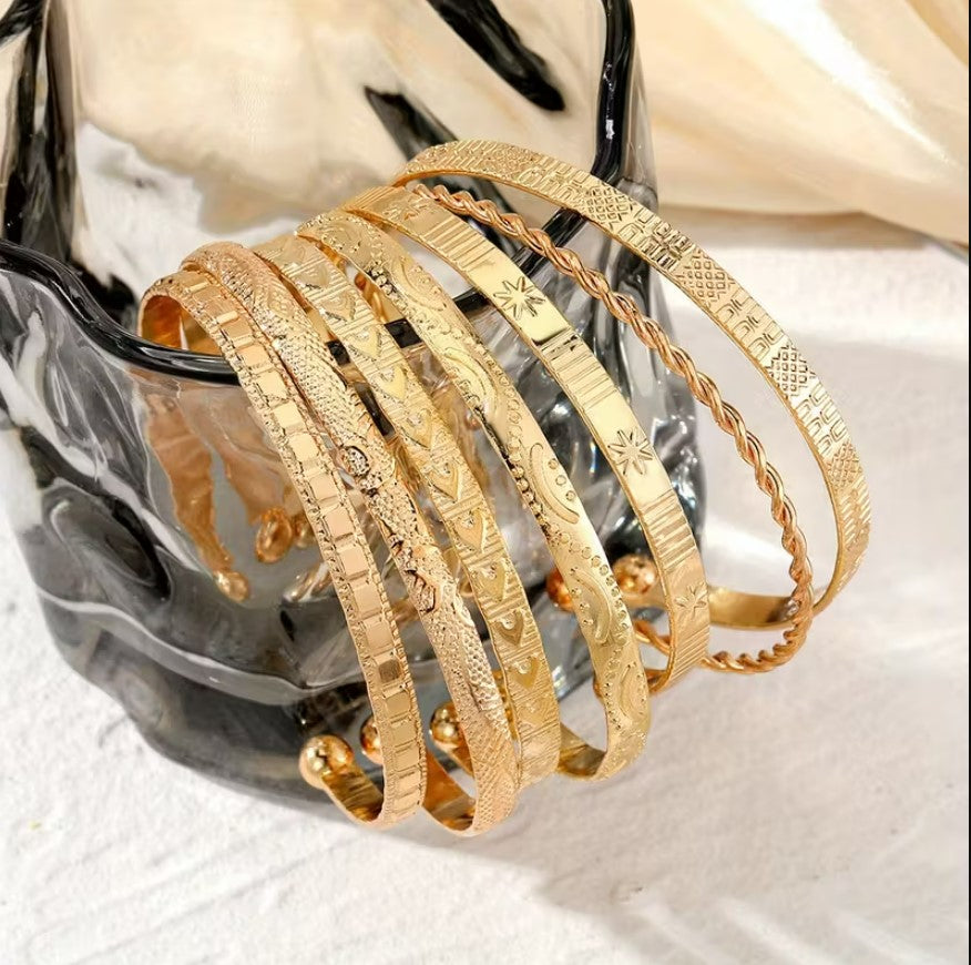 Nyra | 7pcs boho open cuff bangle set