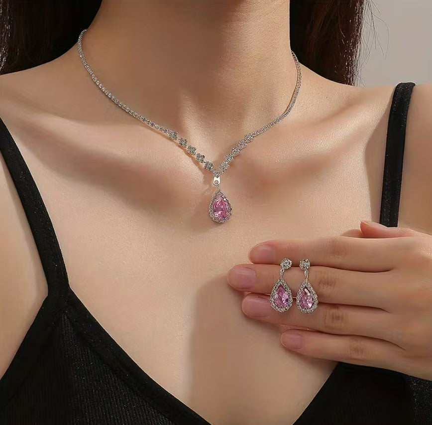 Odette | rhinestone necklace & earrings bridal set