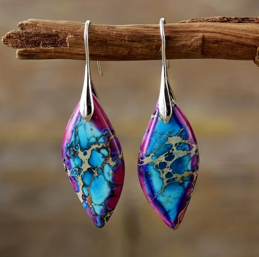 Kaia | imperial stone leaf dangle earrings