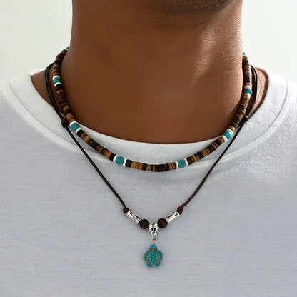 Luxurious Tiger Eye Turquoise Beaded Mens Necklace
