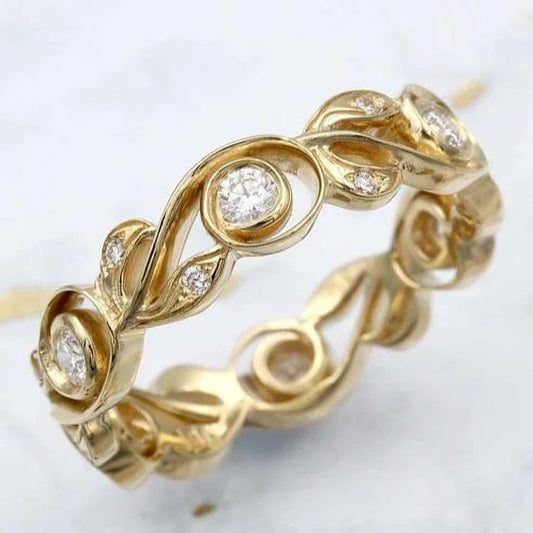 Vintage Zirconia Ivy Golden Ring