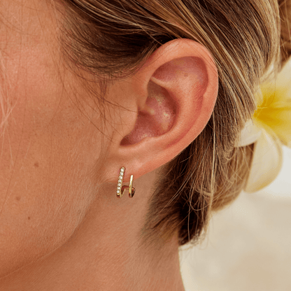 18K Gold & Crystal Claw Earrings