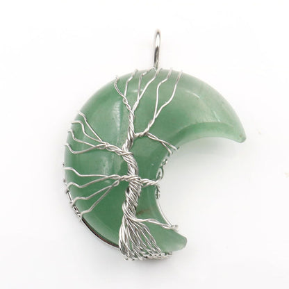 Moon Crystal Tree of Life Pendant Necklace Accessories