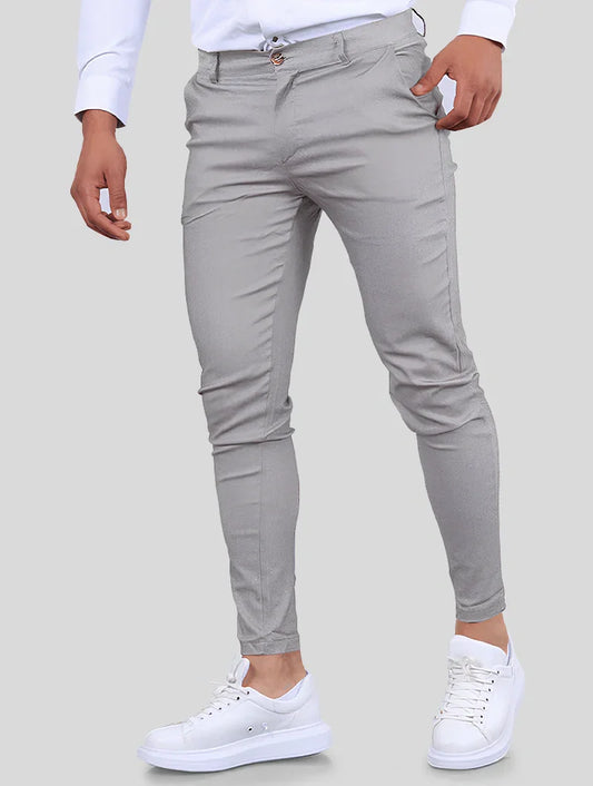 Lennox – Elegante Slim Fit Hose In Hellgrau