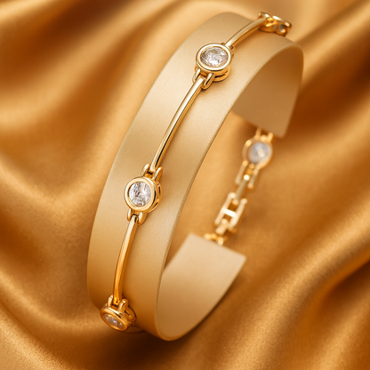 Elegant Gold Bracelet with Zirconia