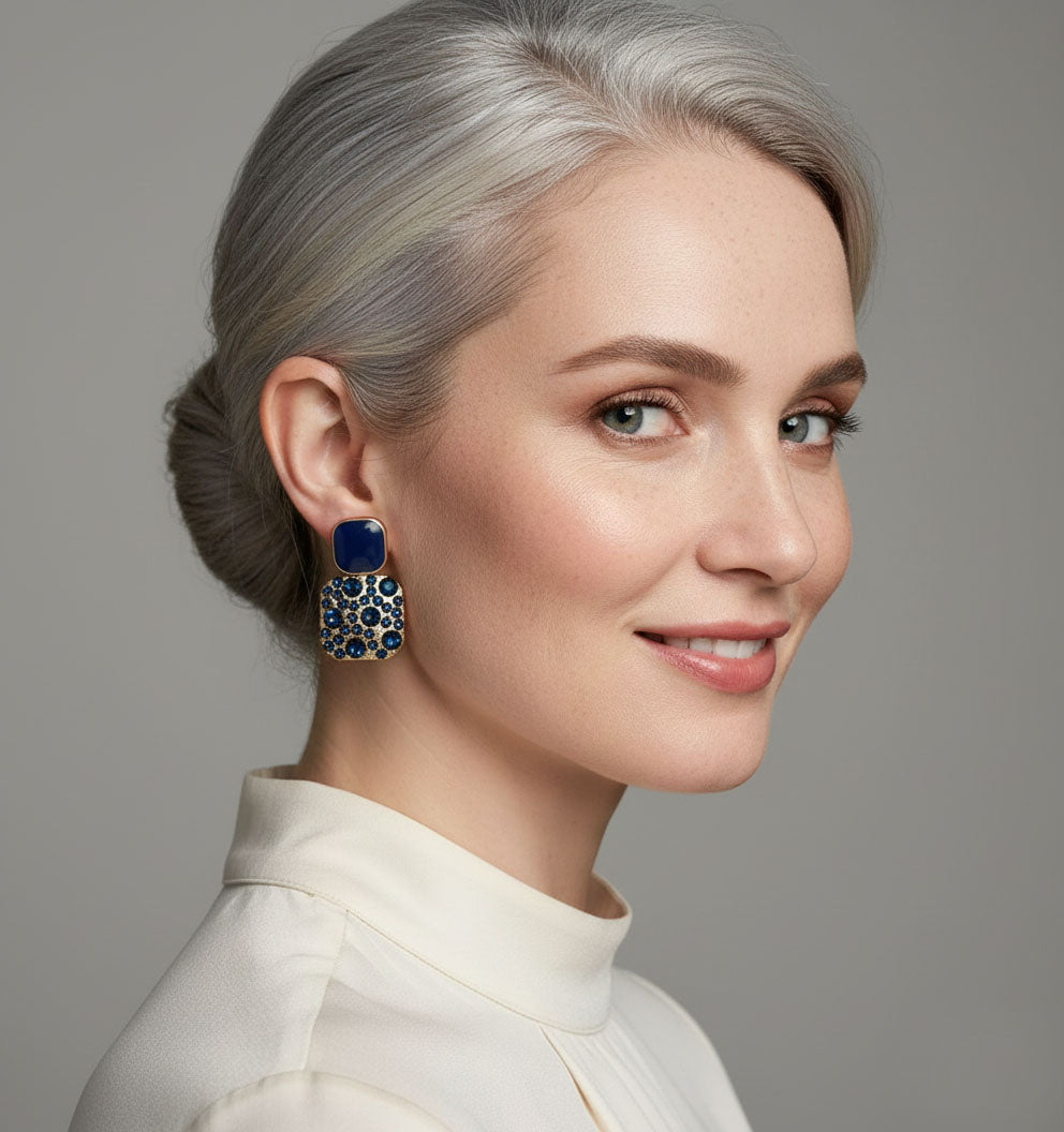 Lila | square rhinestone dangle earrings