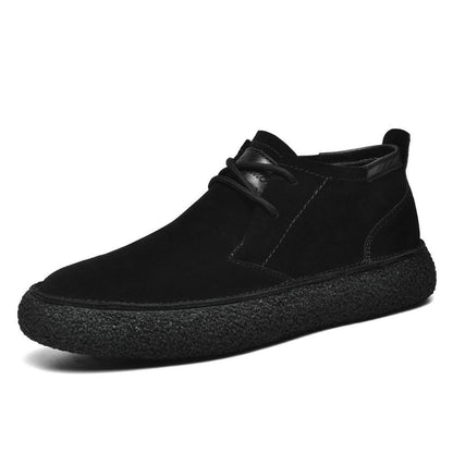 Men's Mid-Top Loafers with Textured Sole and Lace-Up Front