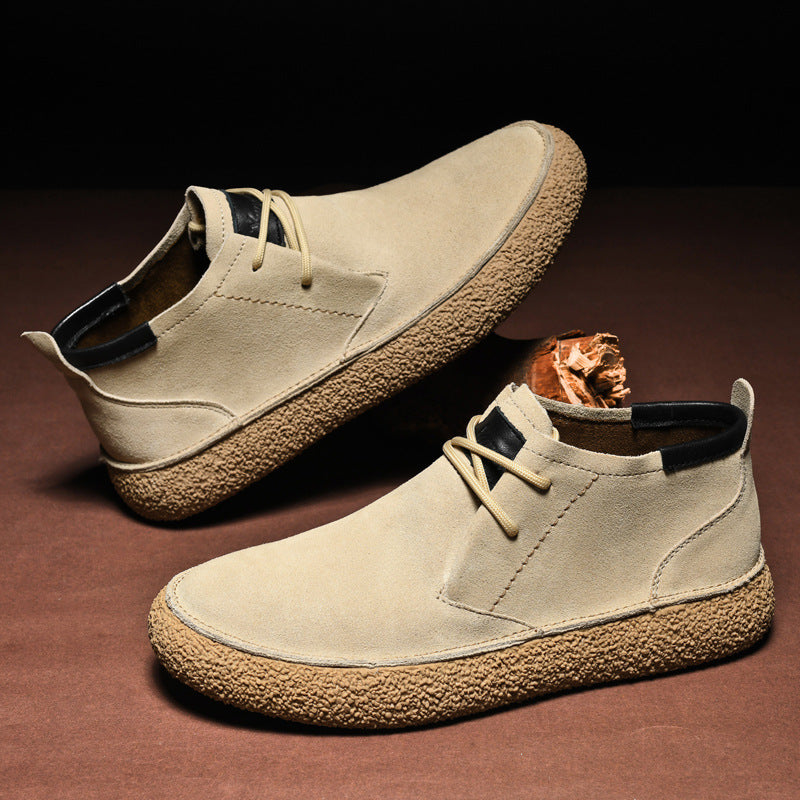 Men's Mid-Top Loafers with Textured Sole and Lace-Up Front