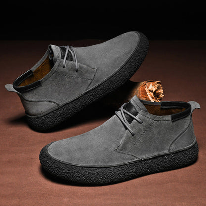 Men's Mid-Top Loafers with Textured Sole and Lace-Up Front