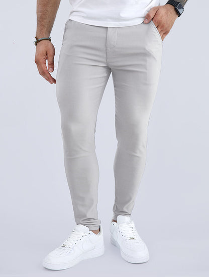Lennox – Elegante Slim Fit Hose In Hellgrau