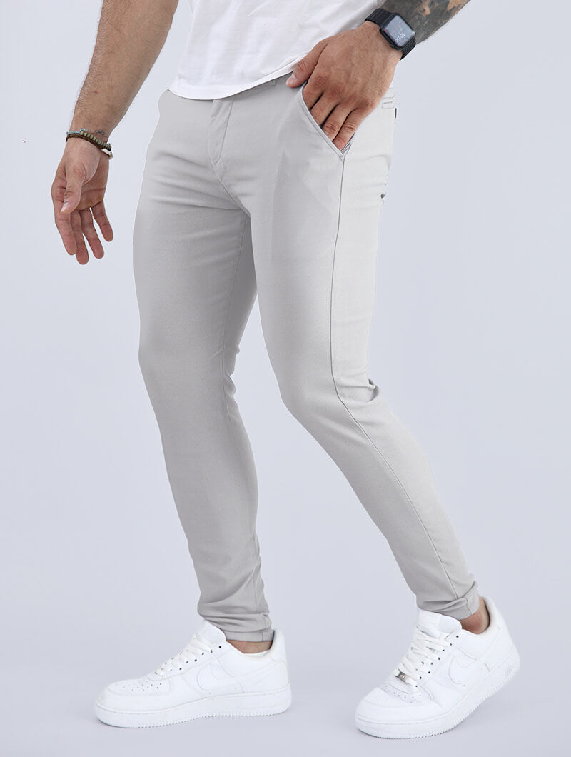 Lennox – Elegante Slim Fit Hose In Hellgrau