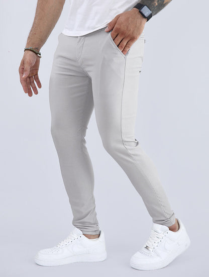 Lennox – Elegante Slim Fit Hose In Hellgrau