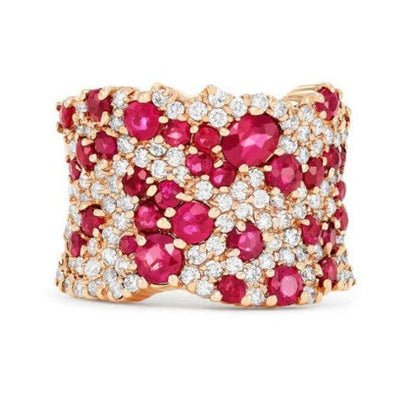 Rose Gold Round Cut Ruby Wedding Ring