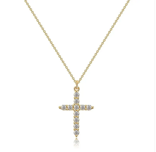 Diamond Cross Crown Necklace