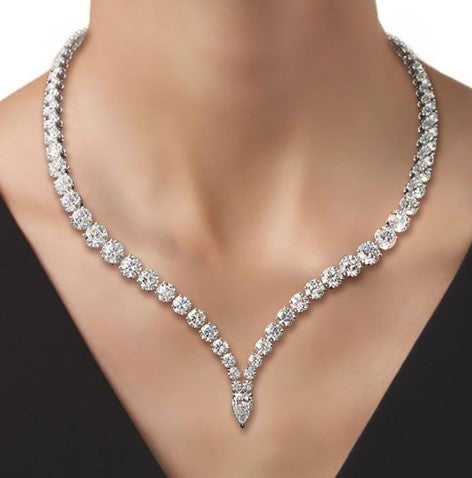 Classic Pear & Round Cut White Sapphire Necklace
