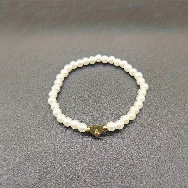 Amara | women's a-z heart initial letter & number bracelet
