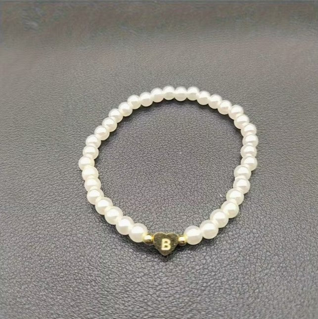 Amara | women's a-z heart initial letter & number bracelet