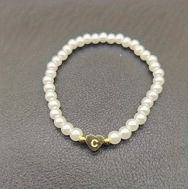 Amara | women's a-z heart initial letter & number bracelet