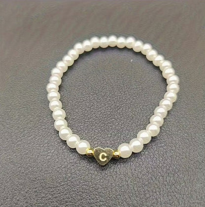 Amara | women's a-z heart initial letter & number bracelet