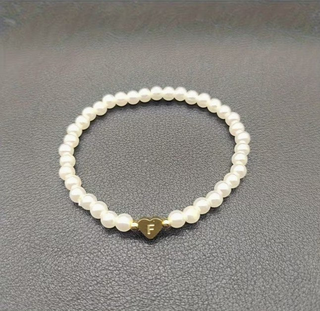 Amara | women's a-z heart initial letter & number bracelet