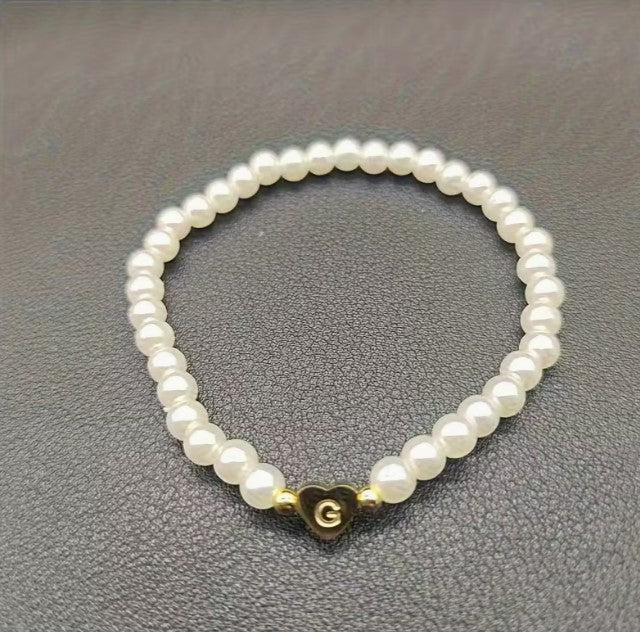 Amara | women's a-z heart initial letter & number bracelet