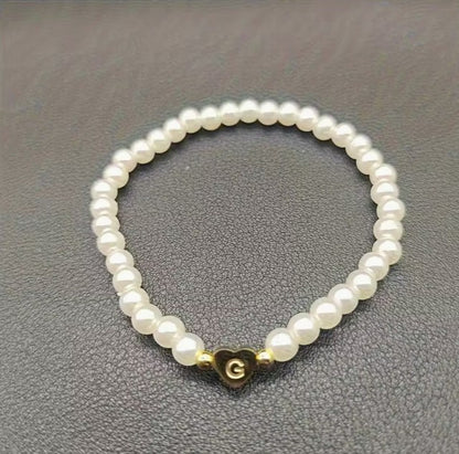 Amara | women's a-z heart initial letter & number bracelet