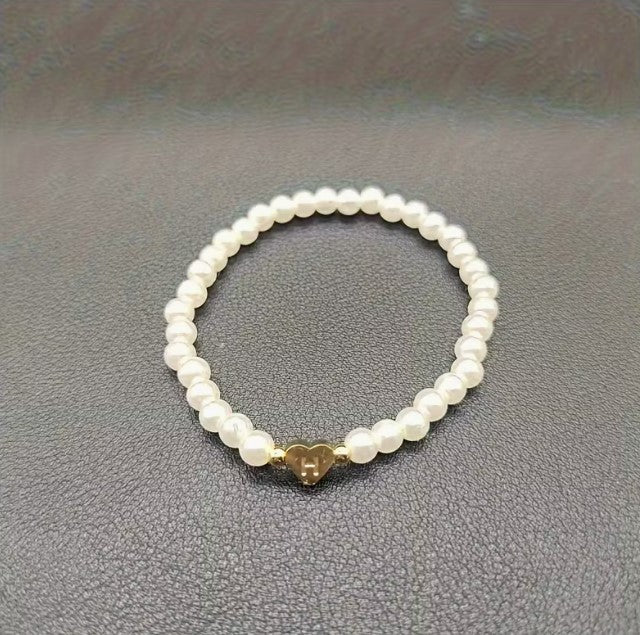 Amara | women's a-z heart initial letter & number bracelet