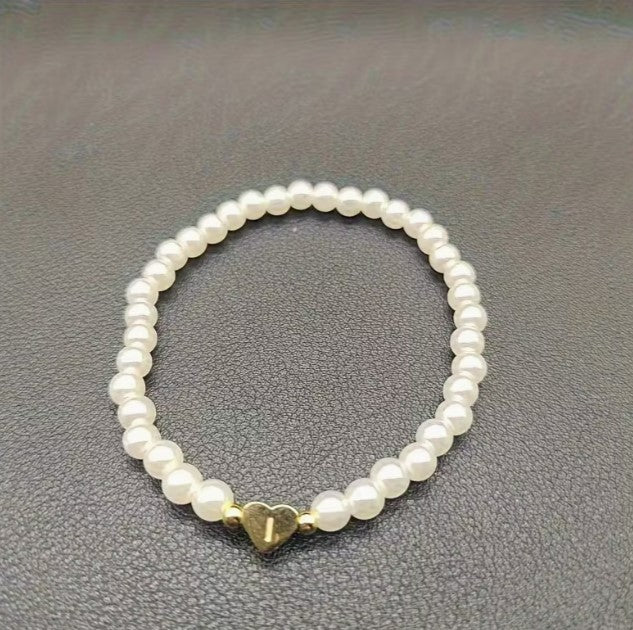 Amara | women's a-z heart initial letter & number bracelet