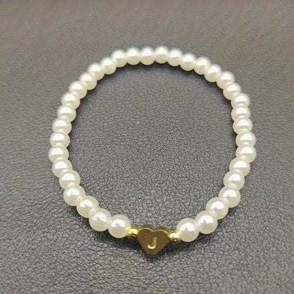 Amara | women's a-z heart initial letter & number bracelet