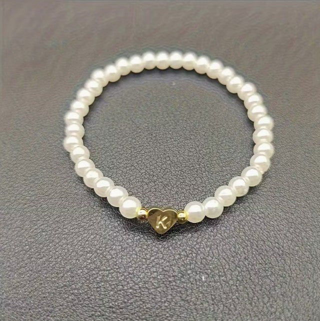 Amara | women's a-z heart initial letter & number bracelet