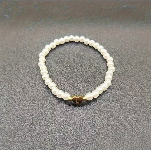 Amara | women's a-z heart initial letter & number bracelet