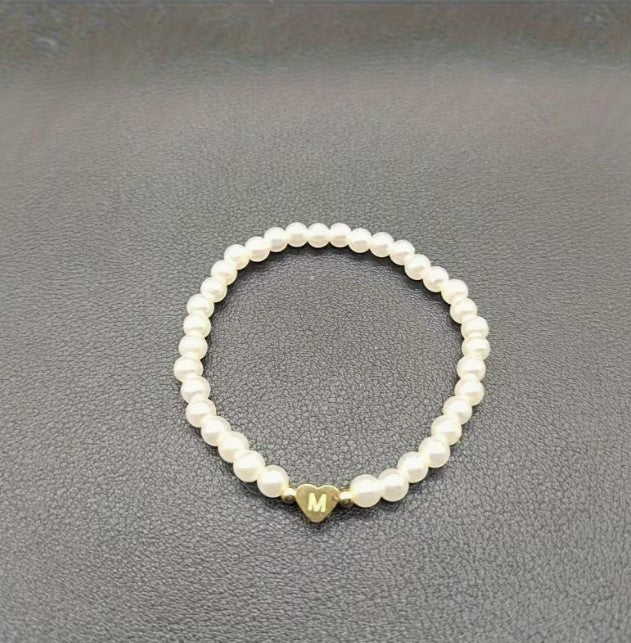 Amara | women's a-z heart initial letter & number bracelet