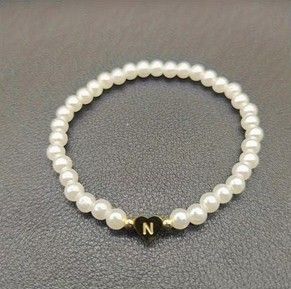 Amara | women's a-z heart initial letter & number bracelet