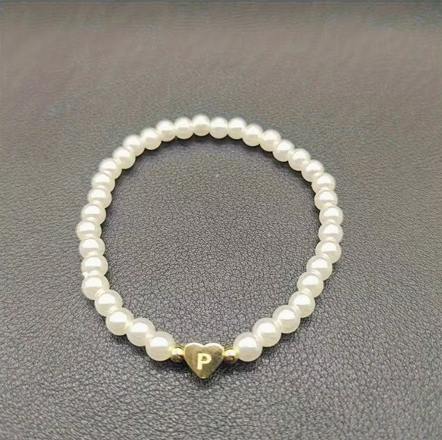 Amara | women's a-z heart initial letter & number bracelet