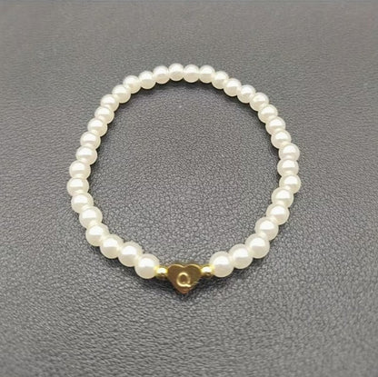 Amara | women's a-z heart initial letter & number bracelet