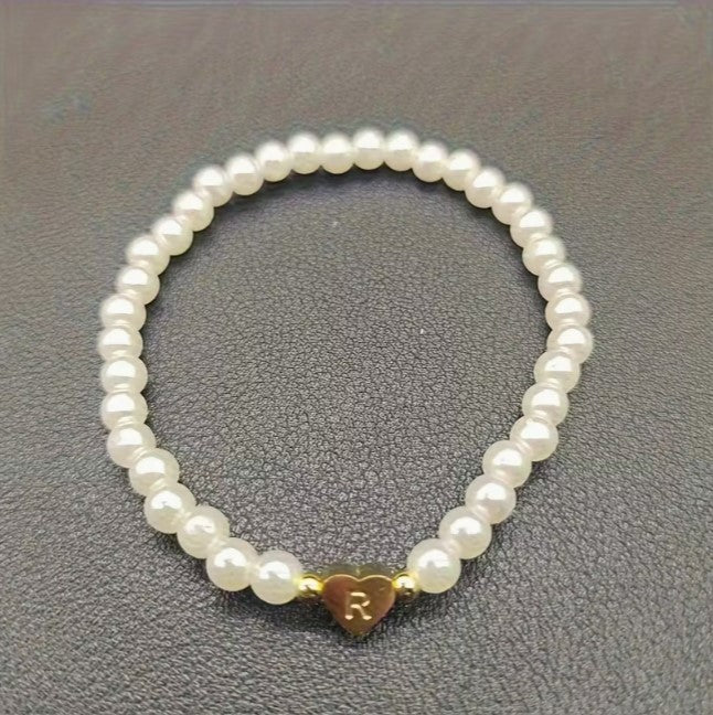 Amara | women's a-z heart initial letter & number bracelet