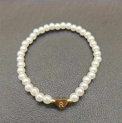 Amara | women's a-z heart initial letter & number bracelet