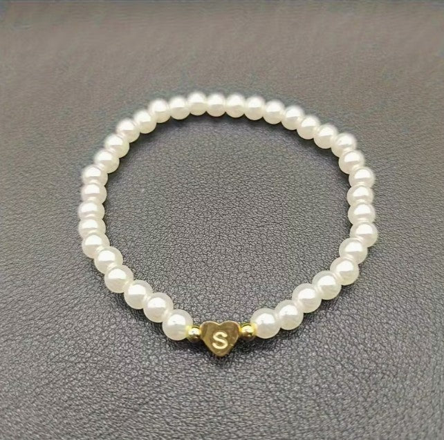 Amara | women's a-z heart initial letter & number bracelet