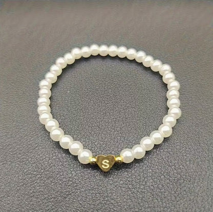 Amara | women's a-z heart initial letter & number bracelet