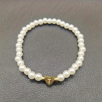 Amara | women's a-z heart initial letter & number bracelet