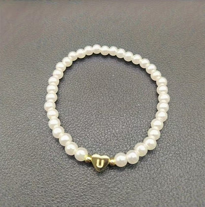 Amara | women's a-z heart initial letter & number bracelet