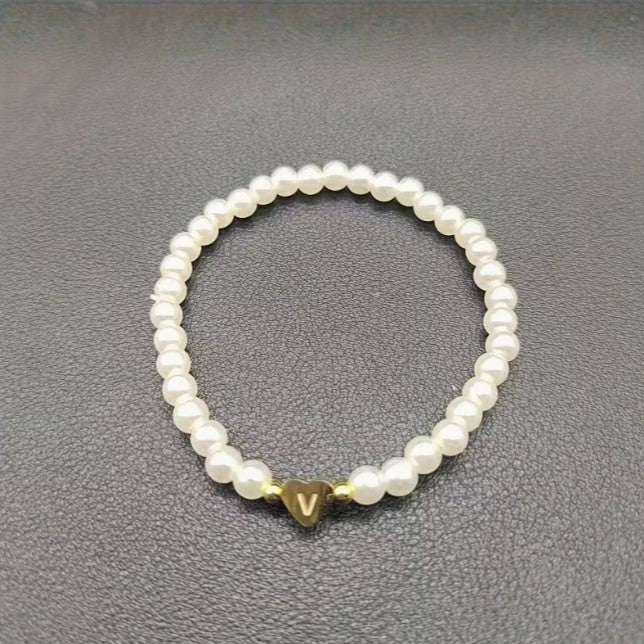 Amara | women's a-z heart initial letter & number bracelet