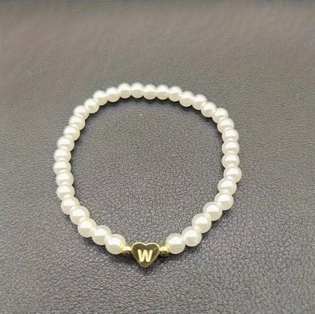 Amara | women's a-z heart initial letter & number bracelet