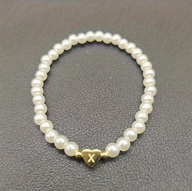 Amara | women's a-z heart initial letter & number bracelet