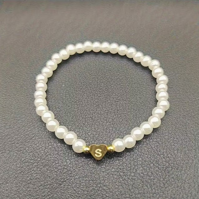 Amara | women's a-z heart initial letter & number bracelet